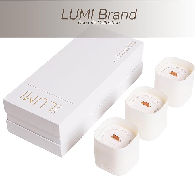 Set of 3 Premium Scented Soy Candles Gift Set | One Life Collection - Orange Blossom, White Tea & White Bloom | Crackling Wood Wick | Luxury Candle Set for Relaxation, Home Décor & Gifts | 9.8oz Each - Bloomnest