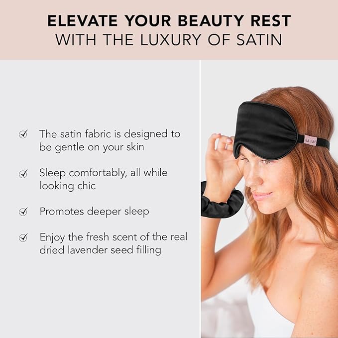 Kitsch Weighted Satin Sleep Mask - Weighted Eye Mask for Sleeping and Travel - Lavender Sleeping Mask for Women and Men - Light Blocking, Adjustable Strap, Ultra-Soft (4.1oz/116g) - Bloomnest
