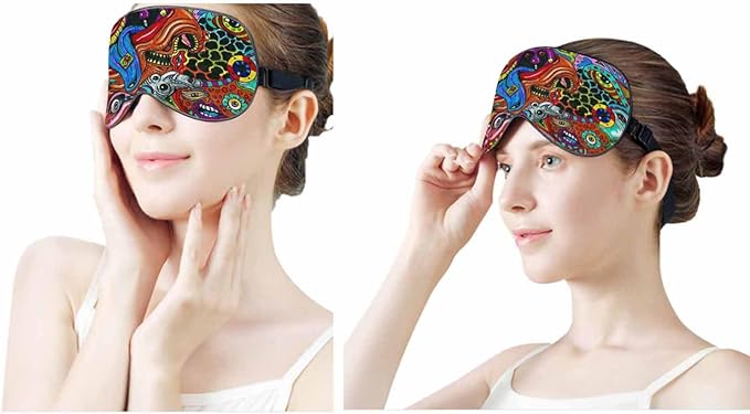 Tracery Sleep Eye Mask Ethnic Colorful Doodle Men Women Sleep Mask with Adjustable Strap Eye Cover Eye Shade for Travel, Nap,Meditation - Bloomnest