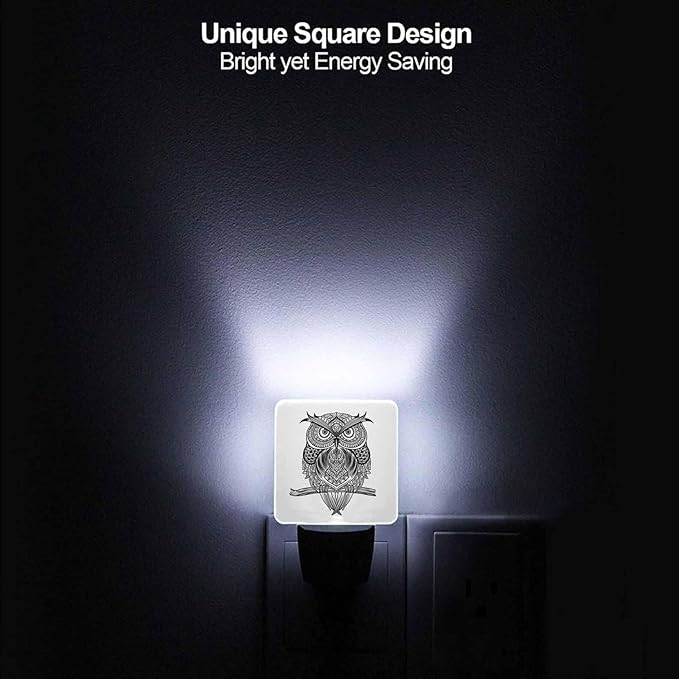 LED Night Light,Owl Sit On Branch LED Night Light Plug into Wall with Dusk to Dawn Light Sensor White Energy Efficient Nightlight for Bedroom Bathroom Hallway Living Room Kitchen - Bloomnest