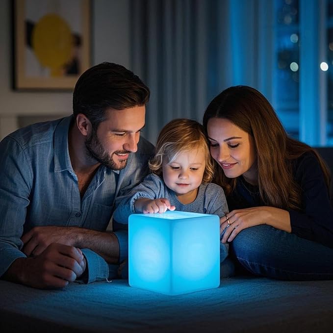 Mr.Go Rechargeable LED Color-Changing Light Cube 8", Dimmable Soothing Mood Lamp with Remote, 16 RGB Colors 4 Modes, Waterproof Cube Lights for Home Patio Party Accent Ambient Decorative Lighting - Bloomnest