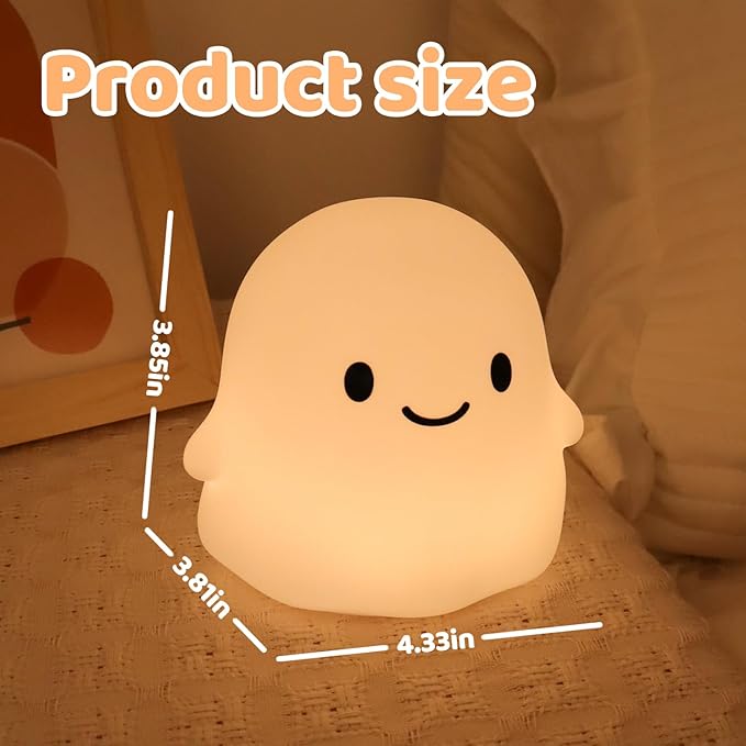 Halloween Ghost Night Light, Cute Ghost Lamp - Halloween Gifts for Kids & Women, Cute Halloween Decor, Dimmable, Rechargeable, 30-Min Timer, Halloween Decorations, Halloween Lights - Bloomnest