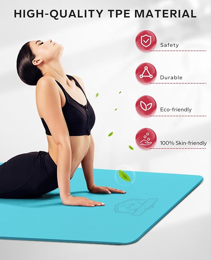 HAPBEAR Extra Large Yoga Mat - 72"x48"/78"x54", 1/4" & 1/3" Thick, Non-Slip, Durable, Eco-Friendly, Wide Exercise Mat for Home Workouts, Yoga, Pilates, Stretching, Meditation (Barefoot Exercise) - Bloomnest