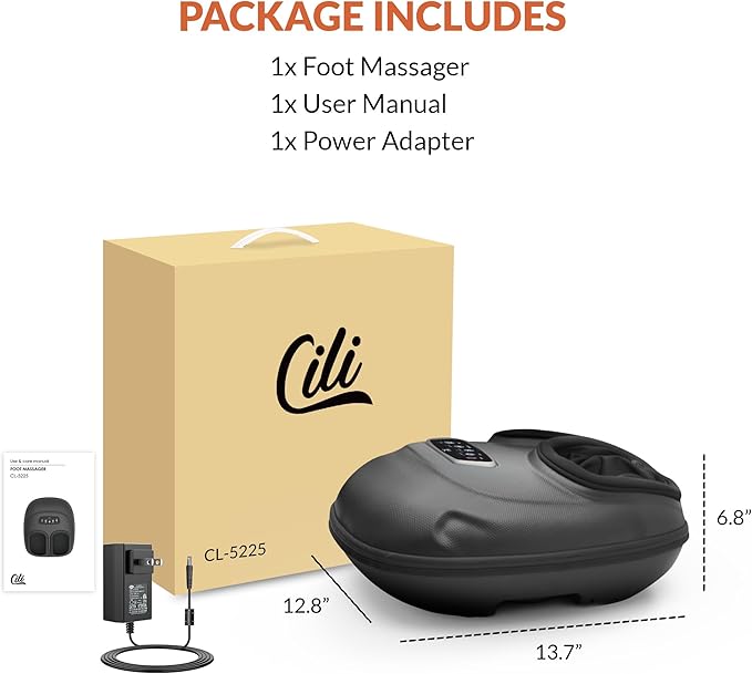 CILI Shiatsu Foot Massager Machine with Heat, Electric Feet Massager for Neuropathy, Independent Compression Rolling Vibration, Foot Warmer, Fits Up to Men Size 13, Gifts for Mom Dad - Bloomnest