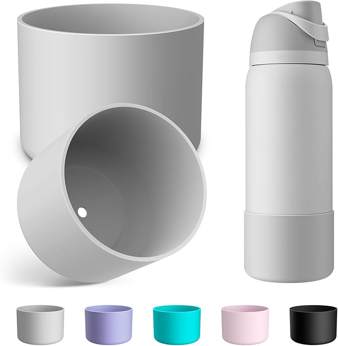 2PCS Silicone Water Bottle Boot for Owala 24oz 32oz 40oz, Anti-Slip Protective Sleeve Bottom Bumper Protector for FreeSip, Twist, and Flip Stainless Steel Water Bottles Alwenid