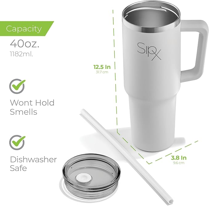 SIPX™ Insulated Tumbler With Lid And Straw, 40oz. Tumbler With Handle Keeps Cold 12 Hours, Water Bottle Thermos With Lid, BPA-Free Reusable Insulated Coffee Tumblers, Travel Mug Great For Beach Party - Bloomnest