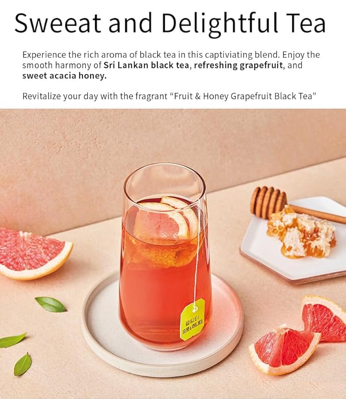 Damtuh Grapefruit Honey Black Tea – Fruity & Sweet Herbal Tea Blend, 20 Tea Bags (1g each) - Bloomnest