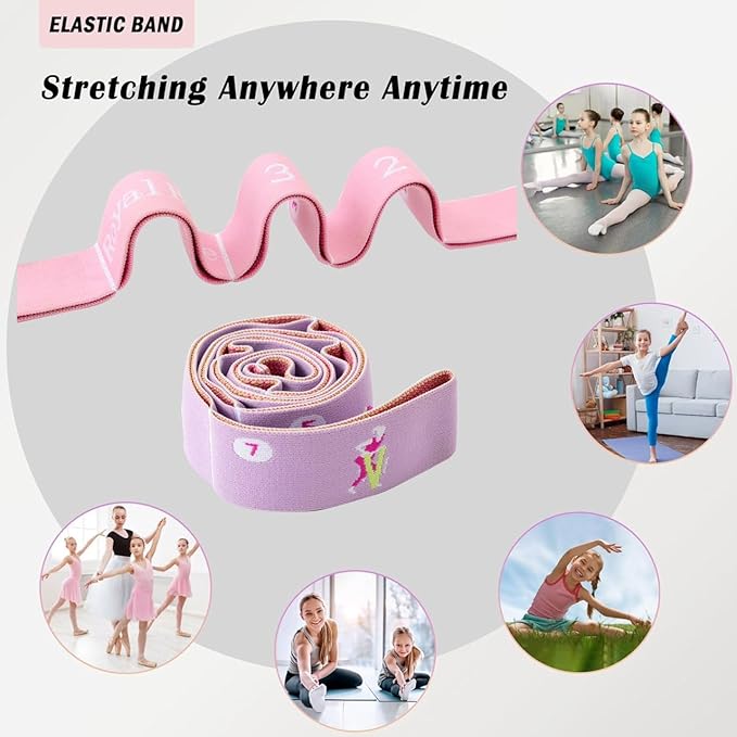 2 PCS Stretch Bands For Kids and Adults – Yoga Straps for Stretching with Multi- Loop – Workout Guide – Video For Exercise, Elastic Stretch Strap Pilates, Yoga, Dance, Gymnastics, Dance, Ballets Bands - Bloomnest