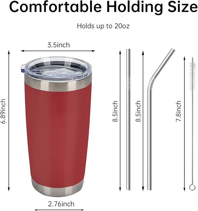 IEOVIEE 32 Pack, 20oz Stainless Steel Bulk Tumblers with Lids and Straws, Double Wall Insulated Travel Mug, Durable Powder Coated Tumbler Bulk Cup for Cold and Hot Drinks(Red) - Bloomnest