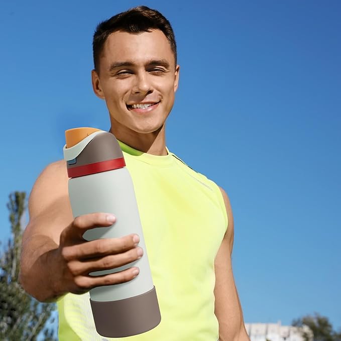2PCS Silicone Water Bottle Boot, Compatible with Owala 24oz 32oz 40oz, Protective Anti-Scratch & Anti-Dent No Noise Sleeve Cover for FreeSip/Twist/Flip Water Bottles (Boneyard, 24oz) BKBY