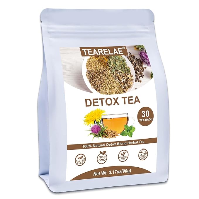 TEARELAE - Detox Tea, 30 Count Herbal Liver Detox Tea Bag - Milk Thistle Seed, Dandelion Root, Licorice Root, Fennel, Turmeric, Peppermint - Support Liver Function - Bloomnest