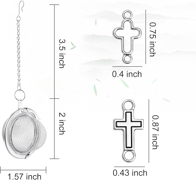 2Pcs Baptism Stainless Steel Mesh Tea Infuser, 2.1inch Tea Ball with Jesus Cross Pendant Christian Gifts,Tea Strainer Tea Diffuser Tea Steeper for Filtering Tea,Tea Infusers for Loose Tea (Cross, 2PC) - Bloomnest