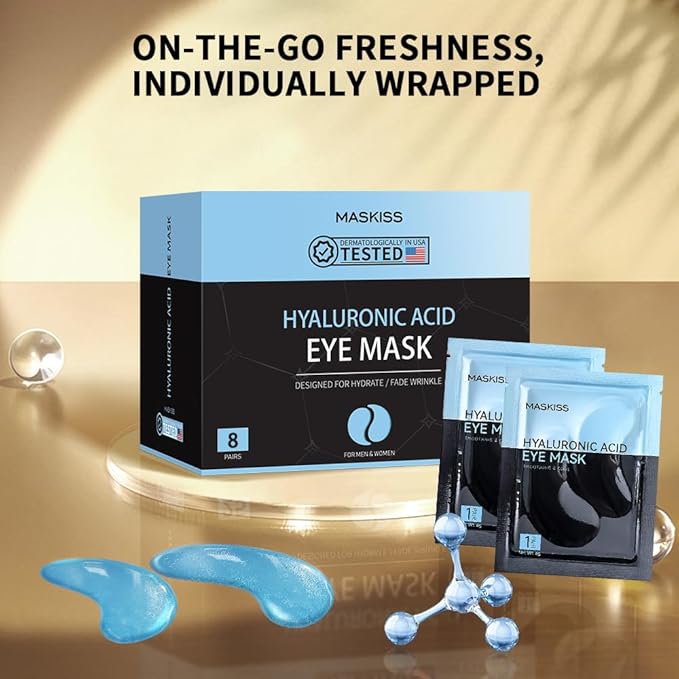 Under Eye Patches (8 Pairs), Hyaluronic Acid Eye Masks for Dark Circles Puffy Eyes Undereye Bags, Collagen Eye Patches for Wrinkles and Hydrate, Skin Care Gift for Her - Bloomnest