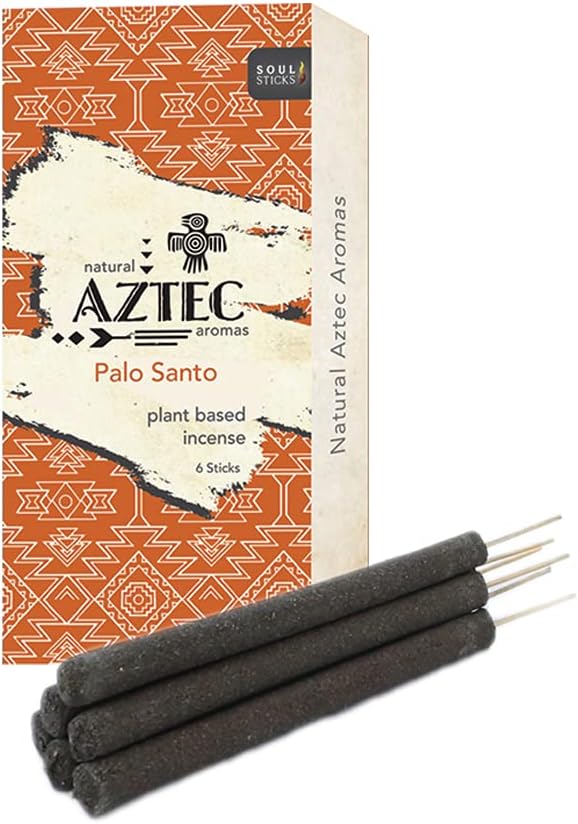 Soul Sticks Aztec | 6pc Hand Rolled Artisan Sticks for Space Clearing and Removing Negative Energy Non-Toxic Hand Crafted Plant Based Incense (Palo Santo)