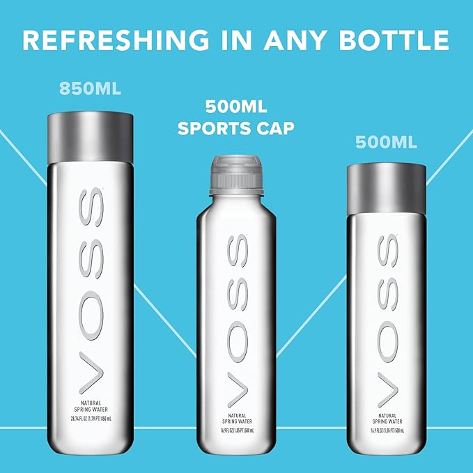 VOSS Premium Still Bottled Water - Pure, Crisp & Refreshing - BPA Free PET Plastic Water Bottles with Sports Cap for Easy, Spill-Free Drinking - Ideal for Gym, Running, Hiking - 500ml, Pack of 24 - Bloomnest