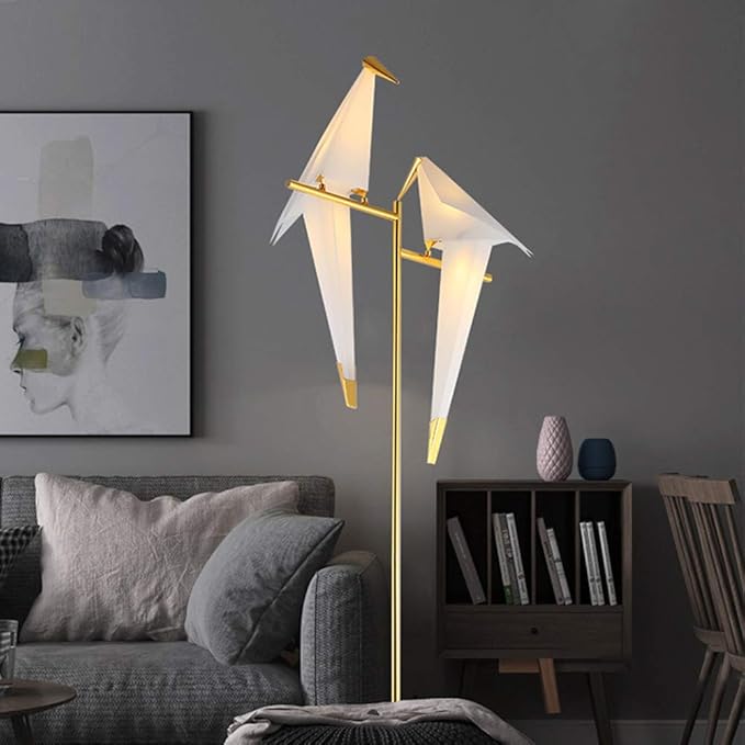 MORE CHANGE 68In Modern LED Floor Lamp, Bird Floor Light Gold Metal Fixtures for Living Room Bedroom Dinning Room Office (2 Birds) - Bloomnest