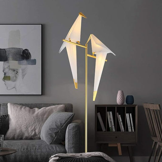 MORE CHANGE 68In Modern LED Floor Lamp, Bird Floor Light Gold Metal Fixtures for Living Room Bedroom Dinning Room Office (2 Birds) - Bloomnest