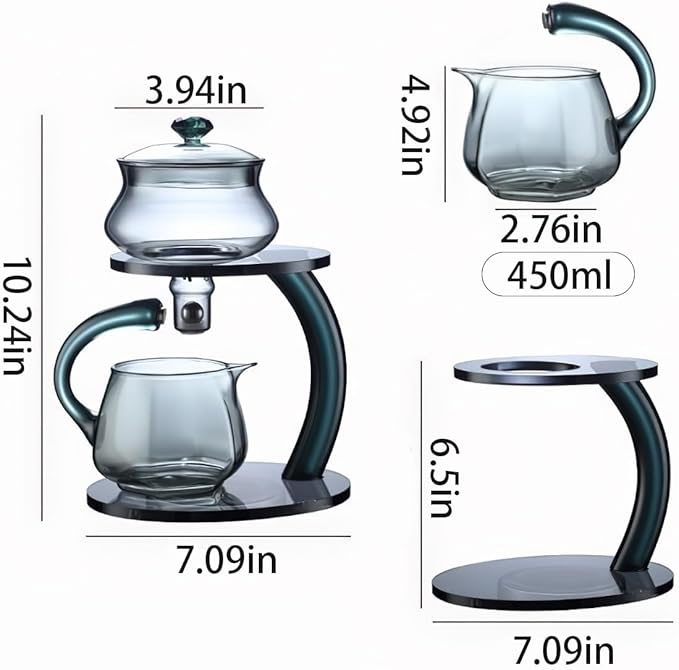 Lazy Kung Fu Glass Magnetic Tea Set, Semi Automatic Drip TeaPot, Heat Resistant Glass Magic Teapot Set, Suitable for home/office Reception Tea Set, Perfect for Holiday Gifts - Bloomnest