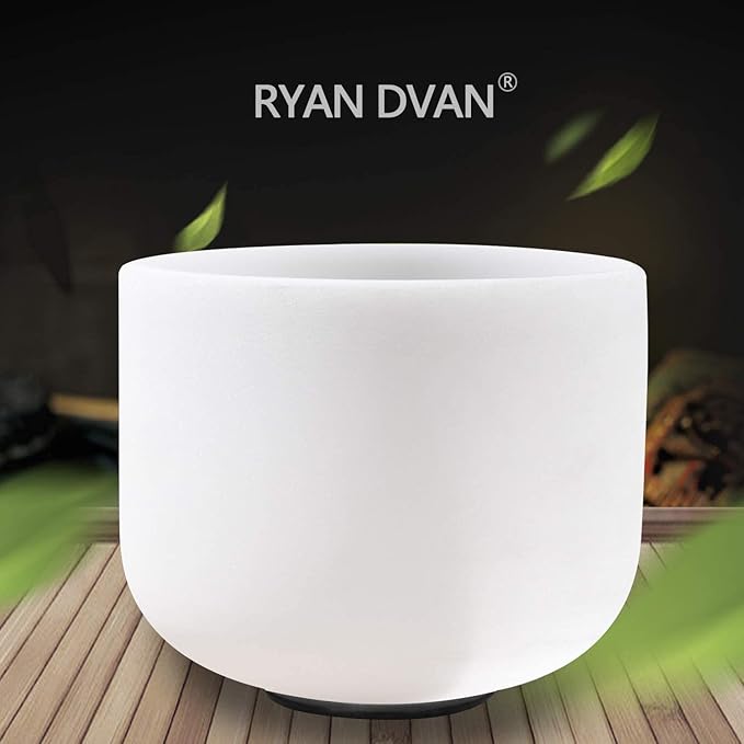 Ryan Dvan 11Inch D Note Frosted Sacral Chakra Crystal Singing Bowl with Free Padded Carrying Case and Suede Striker & O-Ring - Bloomnest