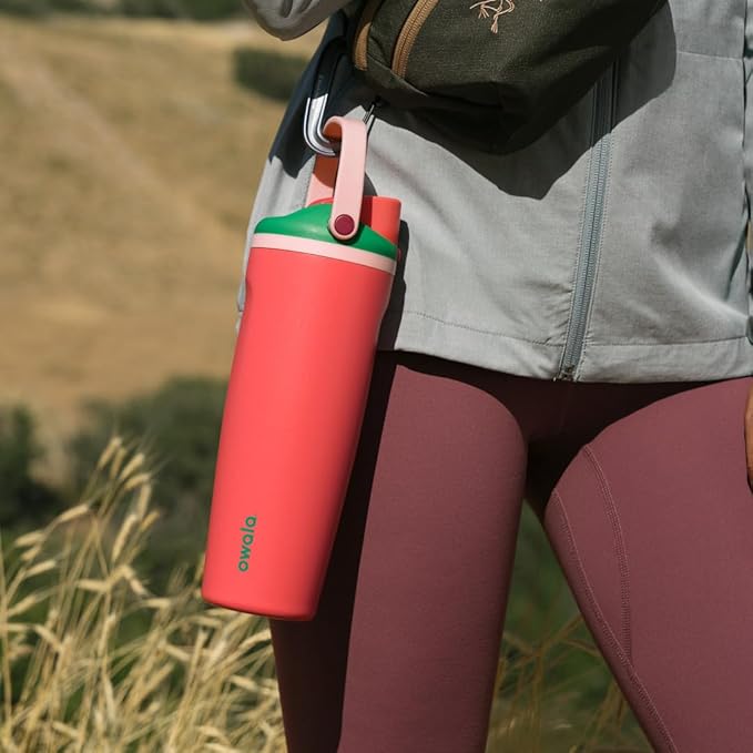Owala FreeSip Sway Insulated Stainless Steel Water Bottle with Two-Way Spout, Built-In Straw and Bucket Handle, Made for Travel, School, and Sports, 40oz, BPA Free, Leak Proof, Strawberry Fields Owala