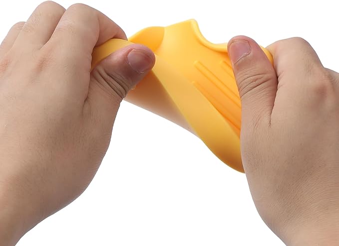 Silicone Bathroom Soap Dishes with Drain Spout-Bathroom and Kitchen Sink Organizer,Sponge Holder,Dish Soap Tray,Perfect for Dispenser,Scrubber,Bottle,Cup on Sink or Counter-Yellow 4.9"×3.2" - Bloomnest