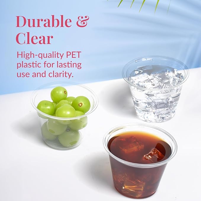 Prestee 200-Pack - 9oz Clear Plastic Cups - Durable Disposable Plastic Wine Glasses for Party, Weddings, and Catering - Small Drinking Glasses for Cocktails and Beverages - Heavy-Duty Fruit Punch Cups - Bloomnest