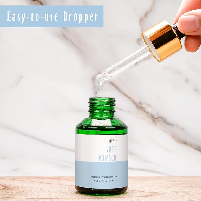 Soft Powder Fragrance Oil, MitFlor Single Scented Oil, Large Size Fragrance Oil for Diffuser, Soap & Candle Making Scent, Aromatherapy Oil, Clean Scent for Home Fragrance, 30ml - Bloomnest