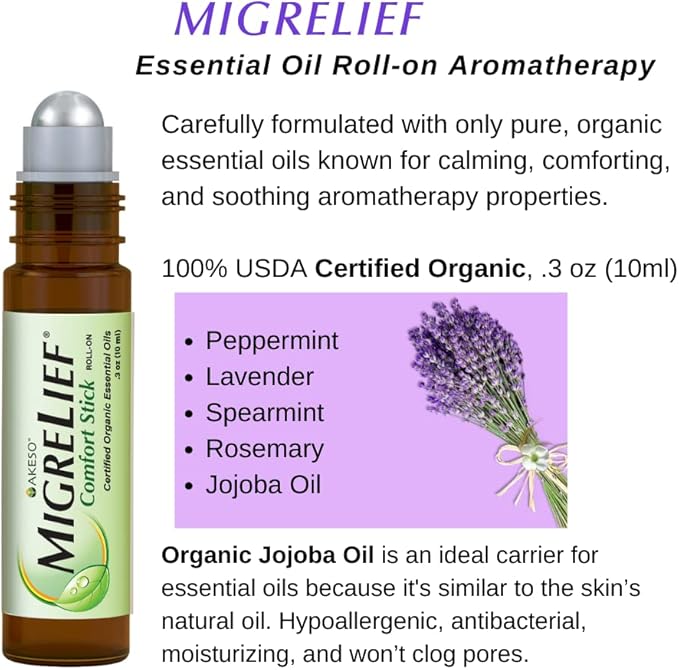 MigreLief Comfort Stick, Migraine and Headache Essential Oil Roll-On - Peppermint Lavender - 10ml - Bloomnest