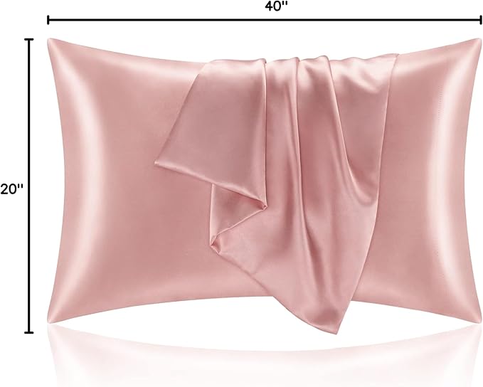 BEDELITE Satin Pillowcase for Hair and Skin, Super Soft and Cooling Similar to Silk Pillow Cases 2 Pack with Envelope Closure, Gift for Women Men(20"x40" King Size, Rose Pink) - Bloomnest
