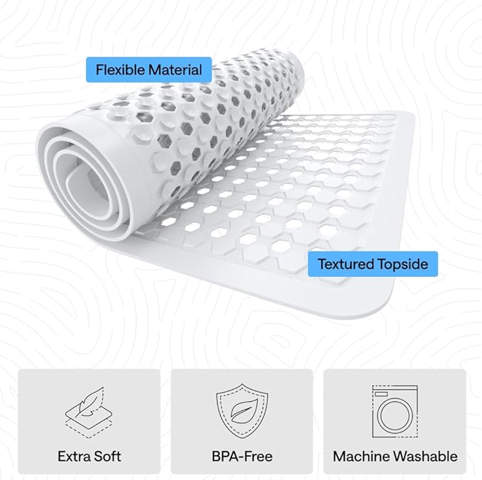 GORILLA GRIP Patented Square Shower Stall Mat, Small Bathtub Floor Mats for Stand Up Showers, Suction Cups and Drainage Holes, Machine Wash, Soft on Feet, Bathroom Accessories 21x21 Inch, 2 Pack White - Bloomnest