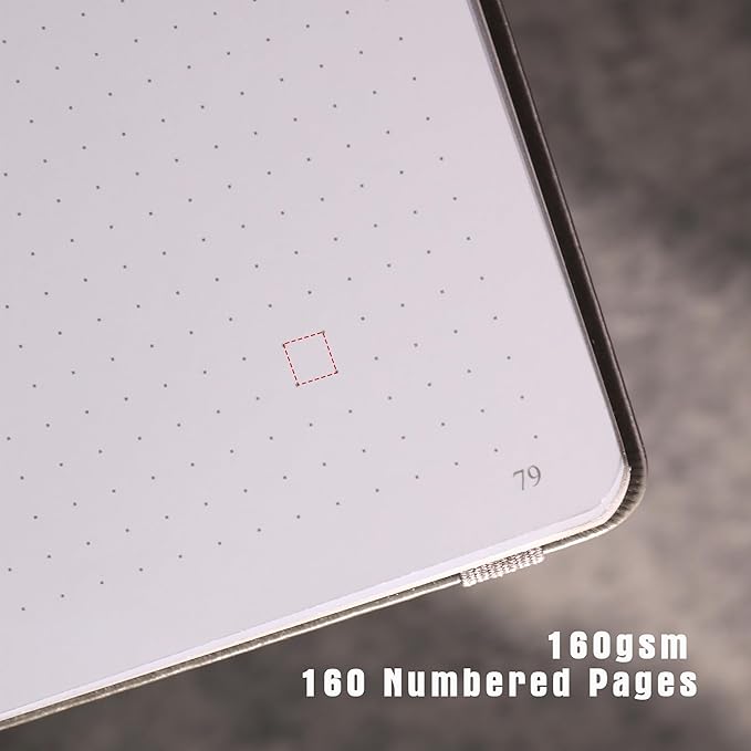 TIEFOSSI Dotted Journal Notebook, Dot Grid Notebook for Women Men, Hardcover PU Leather Journal, 160 GSM Thick Paper, 160 Numbered Pages with Gold Edges, 8 x 8 Square Diary - Bloomnest