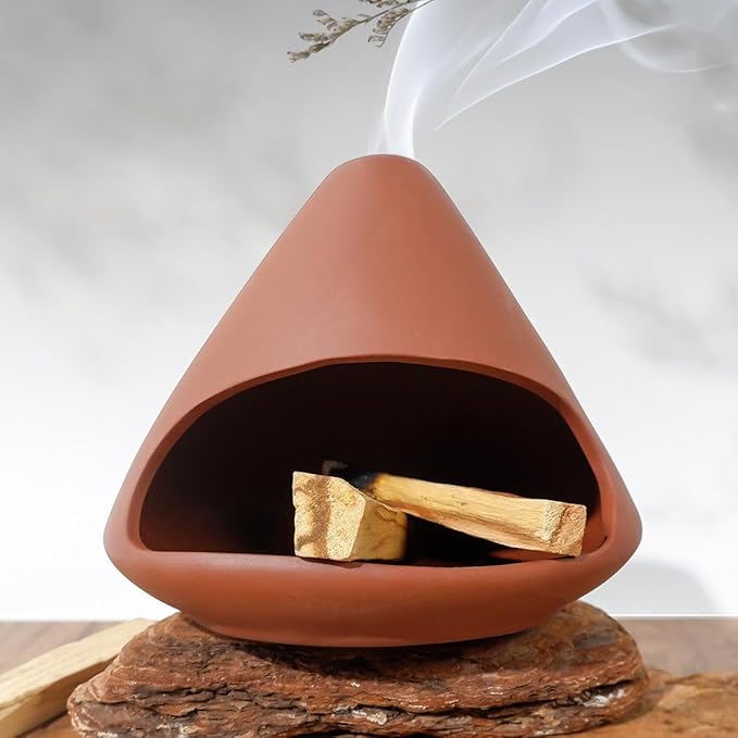 Terracotta Zongzi Palo Santo Holder–Elegant Sage Cone Incense Dish for Zen Meditation Altar, Energy Cleansing&Yoga Spa–Perfect for Mindfulness, Aromatherapy, Stress Relief&Spiritual Decor Gift MOUGIGI
