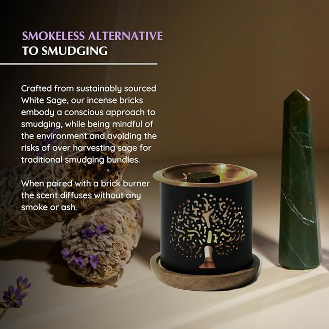 White Sage & Lavender Incense Bricks with Rainbow Exotic Burner by Aromafume | 2x9 Bricks | Sage Incense for Cleansing Negative Energy & Protection | Sage for Smokeless Smudging, Spiritual Cleansing Aromafume