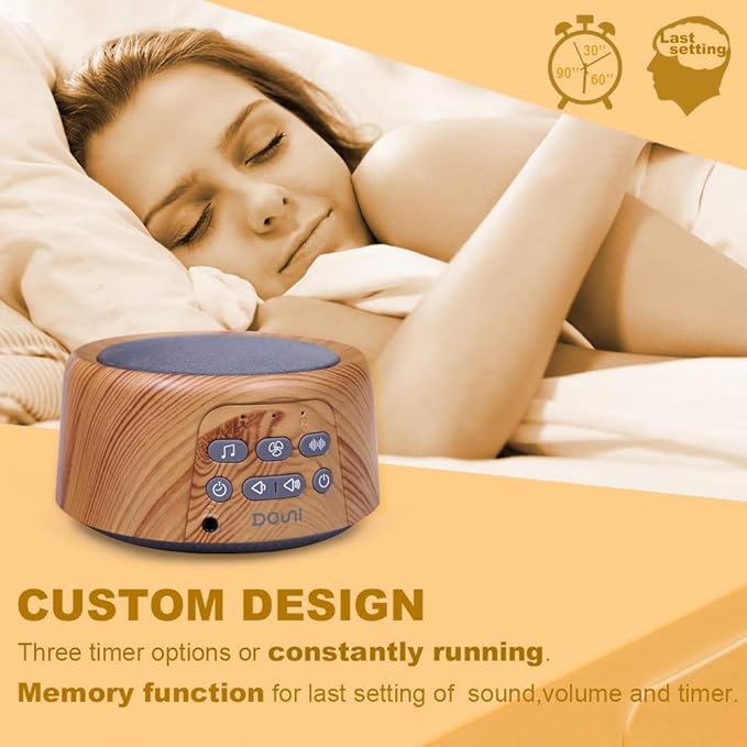 Douni Sleep Sound Machine - White Noise Machine with 24 Non-Looping Soothing Sounds for Sleeping & Relaxation, Timer Settings,Sleep Therapy for Families, Home,Office,Travel.Wood Grain. - Bloomnest