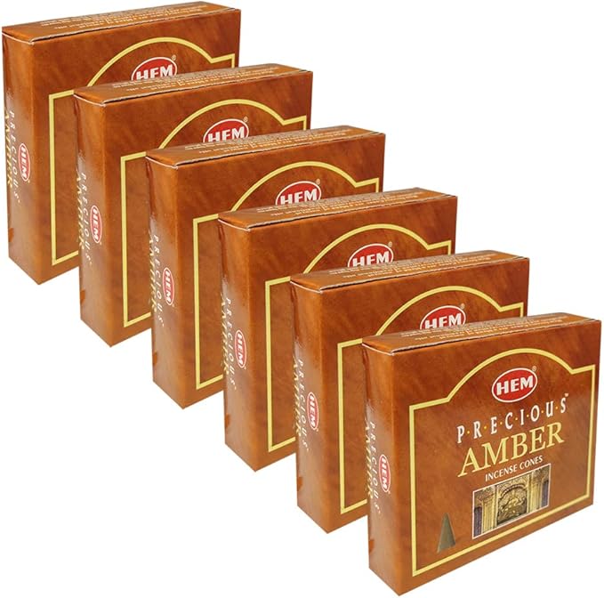 TRUMIRI Incense Cone Holder Bundle with Hem Precious Amber Incense Cones - Pack of 6 (Approx 60 Cones) TRUMIRI