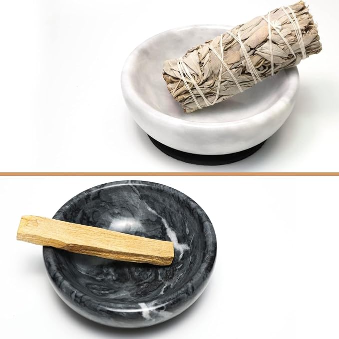 Vrupin Natural Marble Incense Burner, Handmade Incense Stick Incense Burner Reflux Burner, Ideal for use in Meditation, Incense Smokers and Decoration. (Grey) - Bloomnest