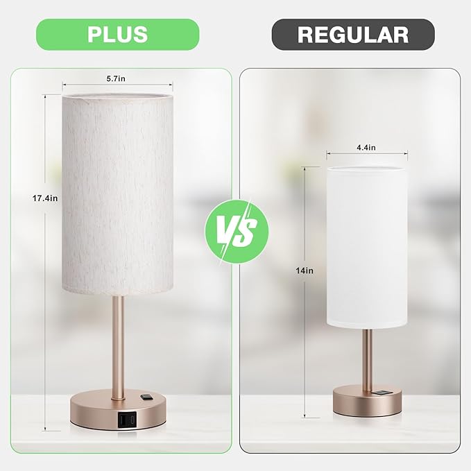 Dicoool Touch Bedside Table Lamp with USB - 3 Way Dimmable Lamp for Bedroom Nightstand, Desk Lamp with Charging Station for Dorm, Office, Living Room,Kids Room - Bloomnest