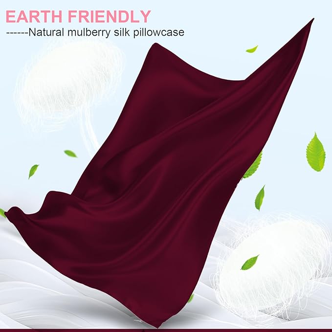 Mulberry Silk Pillow Cases King Size with Hidden Zipper, Ultra Smooth and Soft Breathable Cooling Silk Satin Pillowcase for Hair and Skin, Gifts for Women Men (Burgundy Red, 20x36 Inches, 1 Pack) - Bloomnest