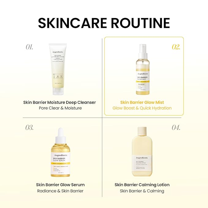 ONGREDIENTS Skin Barrier Glow Mist, Dual-Layer Facial Mist, 98% Pure Glutathione, Multi-Peptide, Centella, Ultra-Fine Spray, Cooling, Dry and Sensitive Skin, Korean Skin Care, 3.38 fl. oz. / 100ml - Bloomnest