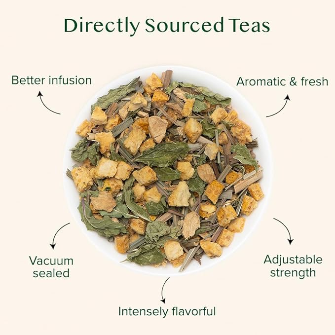 VAHDAM, Citrus Ginger Herbal Tea Tisane (50 Cups, 3.53 oz) Gluten Free, Non GMO | Ginger, Lemongrass, Orange Peels, Mint | Herbal Tea Loose Leaf | Vacuum Sealed Pack - Bloomnest