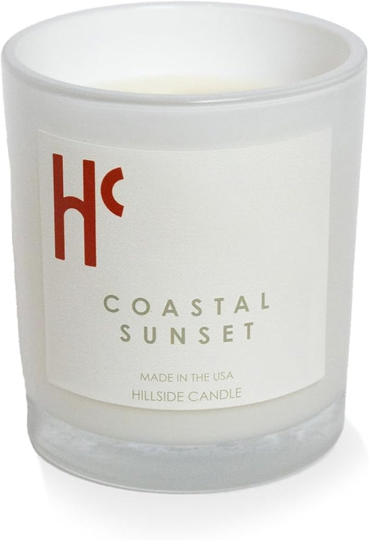 Coastal Sunset Single Wick Soy Candles, Luxury Scented Candles for Home - Up to 60 Hour Burn Time, Cruelty-Free Soy Wax Blend - Bergamot Fragrance, Notes of Pomelo & Orange (9 oz) - Bloomnest