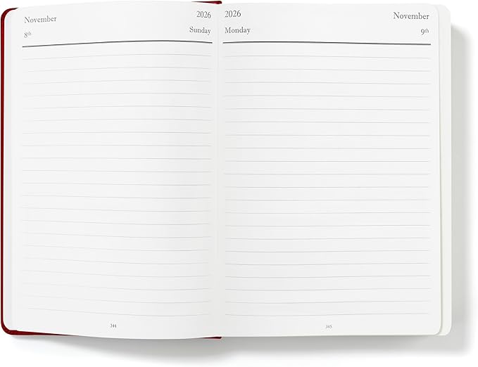 Wykeham's Executive 2026 Daily Journal Planner – US Public Holidays & Format – Customization Available (Crimson, 8.5"×5.5") - Bloomnest