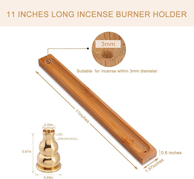 HOSSIAN Incense Holders-Bamboo Incense Holder for Sticks-Ash Catcher Wooden Handmade Gift 11 inches - Bloomnest