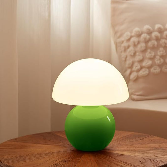 Mushroom Lamp Table Lamp for Bedroom,Desk Bedside Small Lamps for Living Room Night Stands,Mushroom Decor Cute Mini Modern Mid Century Lamps,Unique Aesthetic Home Living Room Decor(Green) - Bloomnest