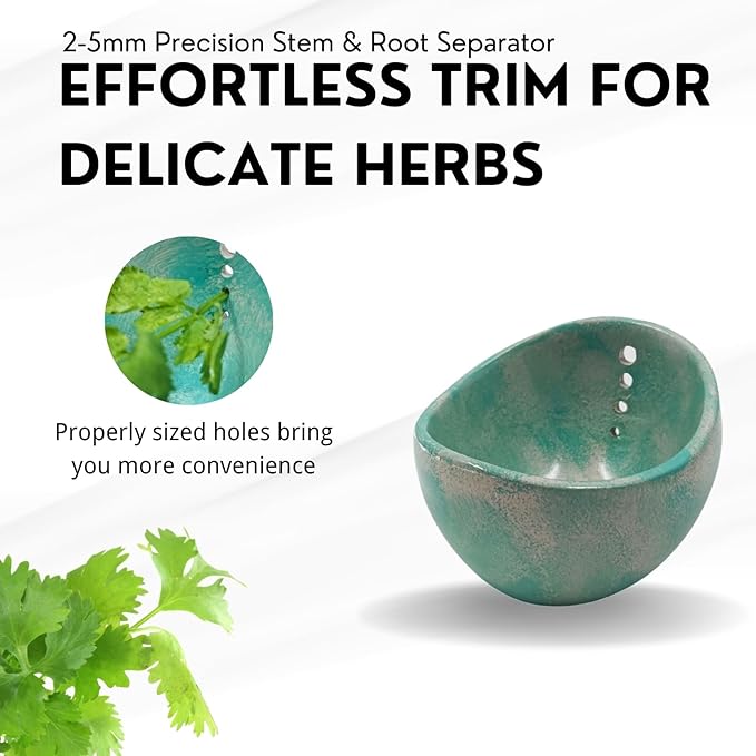 Herb Stripper Bowl, 4-Hole Resin Herb Stripper Tool for Kitchen &Garden, Easy Clean Herb Stem Remover with Ergonomic Handle, Fit Kitchen Gadgets for Home Cooks&Gardeners (Resin ceramic,Cyan) - Bloomnest