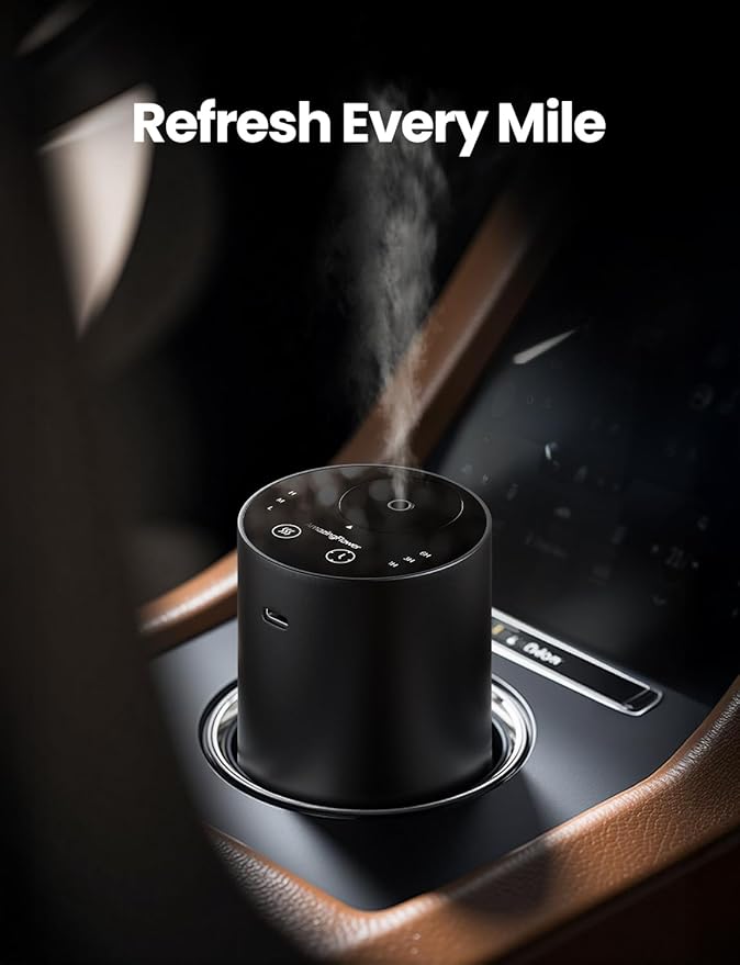 Waterless Essential Oil Diffuser, Rechargeable Scent Diffusers with 3 Mist Levels & Timers, Portable Aromatherapy Diffuser for Home Car Room Studio Office, Black Metal - Bloomnest