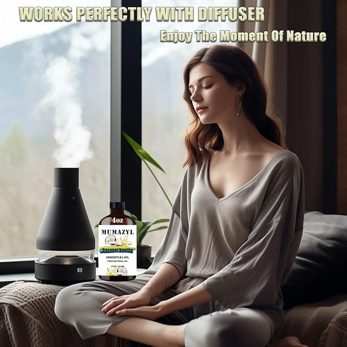 Coconut Vanilla Essential Oil, Coconut Vanilla Oil 4 Fl Oz 120ML for Diffuser Humidifier Yoga Cleaning DIY Candle Soap Making Essential Oils - Bloomnest
