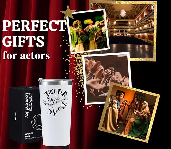 Onebttl Theater Gifts, Broadway Gifts for Musicians, Actors and Music Teacher on World Theatre Day, Birthday and Chistmas, 20 oz Insulated Stainless Steel Tumbler - THEATER IS MY SPORT - Bloomnest