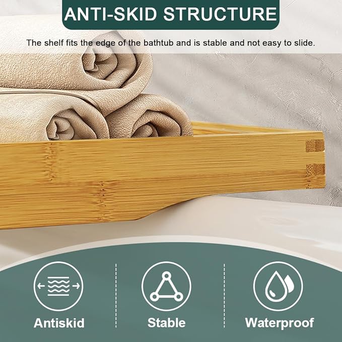 Bamboo Bathtub Tray Expandable Bath Table Tray Bathtub Caddy for Relaxing SPA Bathroom Accessories for House Warming Shower - Bloomnest