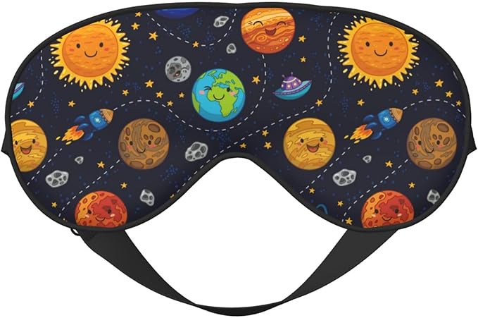 Outer Space Planets and Star Sleeping Eye Mask Stars and Comets Eye Mask for Sleeping Soft Comfort Eye Shade Blackout Eye Cover for Deep Rest Travel Nap Meditation - Bloomnest